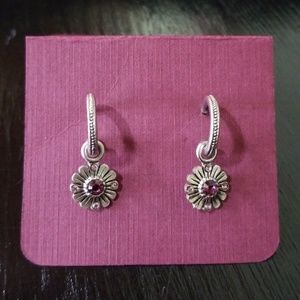 NWOT Flower Earrings with Pink Rhinestones